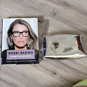 Bobbi Brown Metallic Silver Makeup Pouch with free book